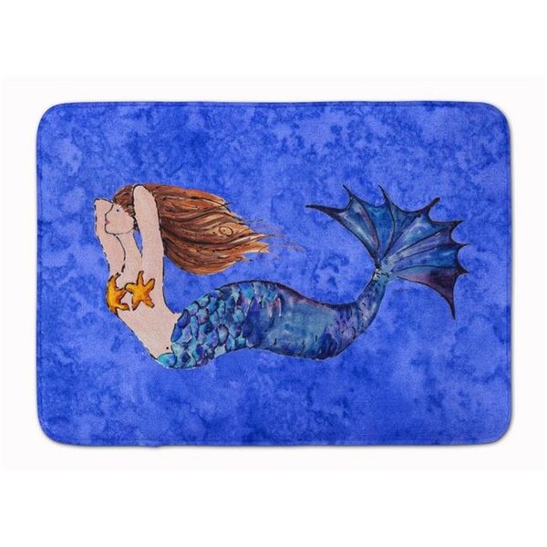 Carolines Treasures Carolines Treasures 8725RUG Brunette Mermaid on Blue Machine Washable Memory Foam Mat 8725RUG - main